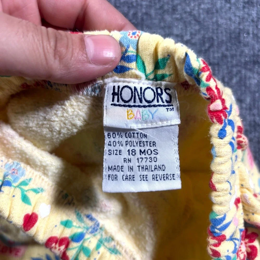 Honors Sweatpant Infant 18M Yellow Cotton Fleece Floral All-Over Print Jogger